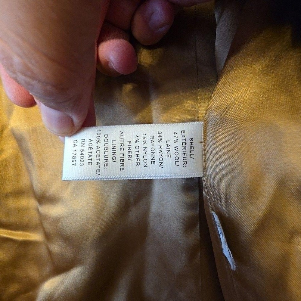 Banana Republic Coat Womens L Brown Wool Single Breasted Overcoat Lined Twill - Picture 7 of 14